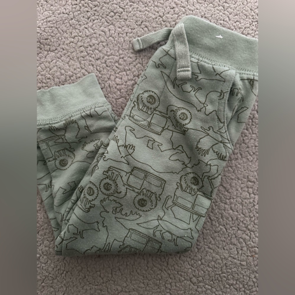 Garanimals Green and Tan Animals and Trucks Sweatpants. Sz 3T